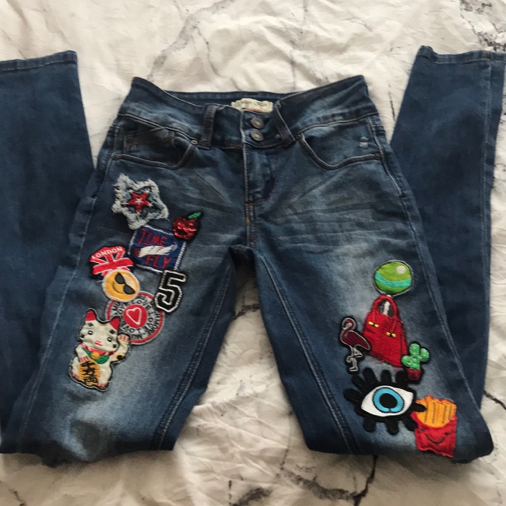 INDIGO REIN patched up skinny jeans